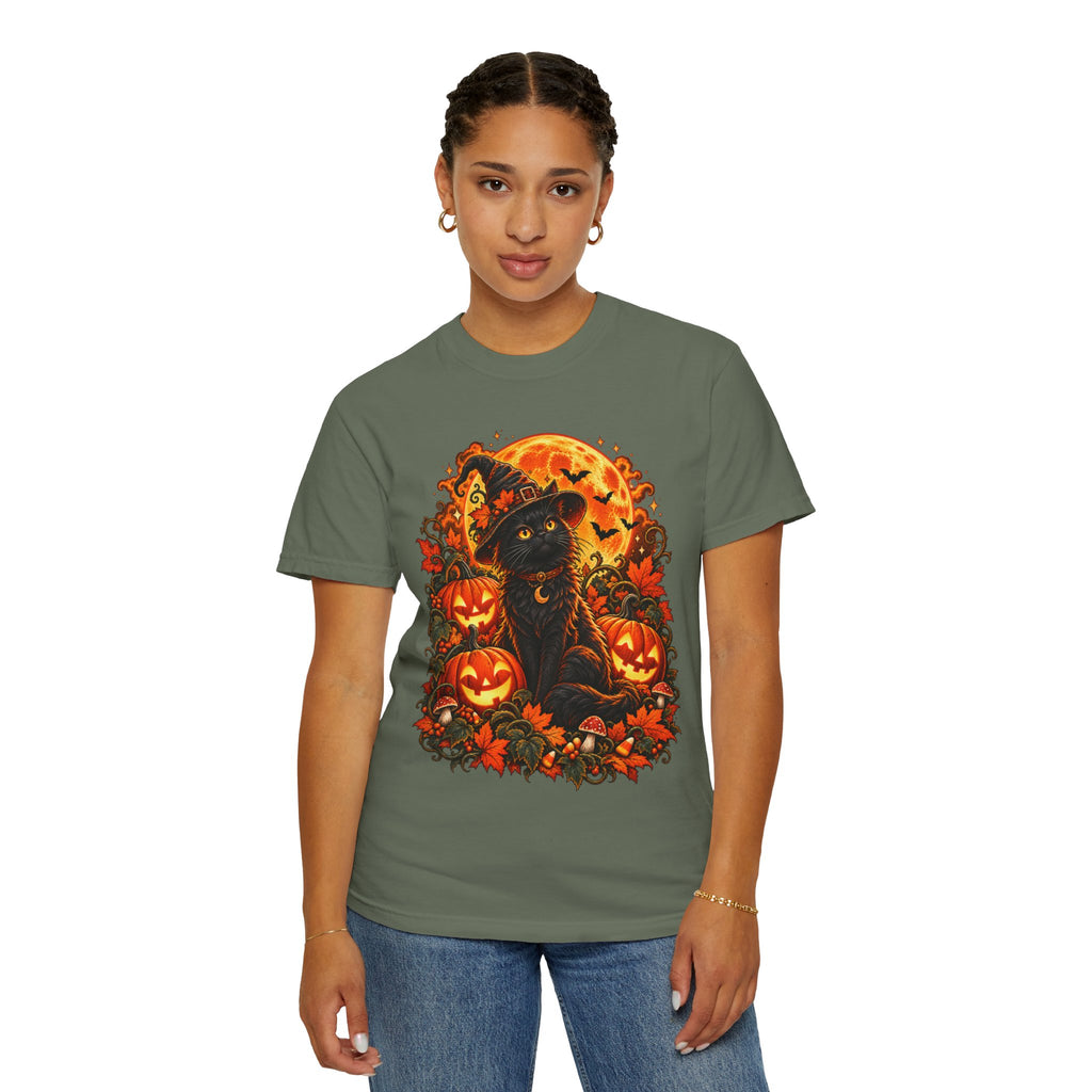 Halloween Black Cat T-Shirt – Pumpkin Moon Witchy Autumn Graphic Tee