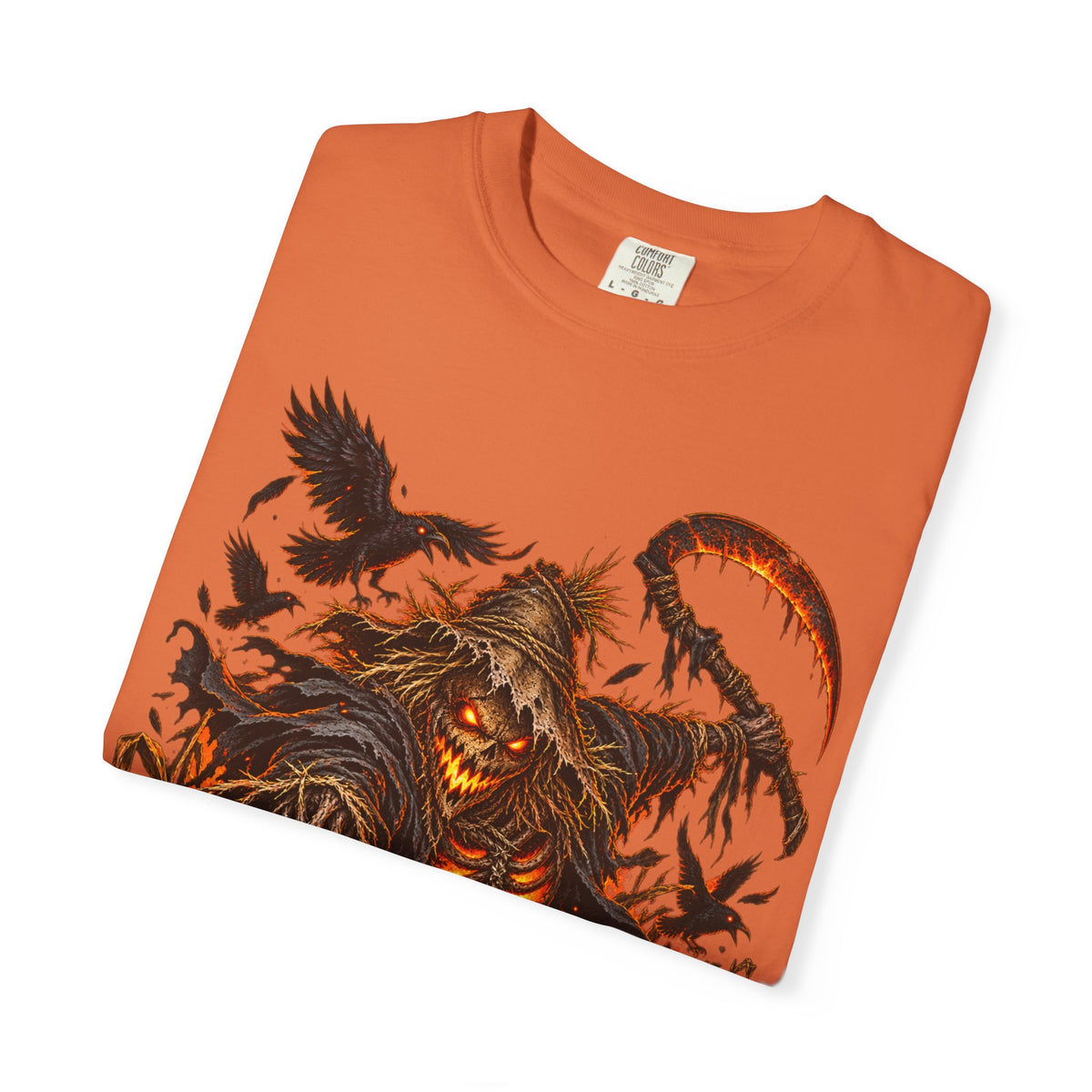 Scarecrow Reaper Halloween T-Shirt — Spooky Pumpkin Field Graphic Tee