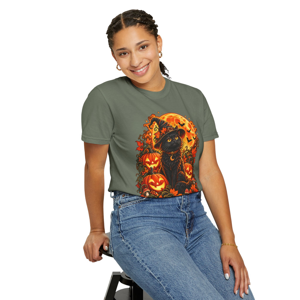 Halloween Black Cat T-Shirt – Pumpkin Moon Witchy Autumn Graphic Tee