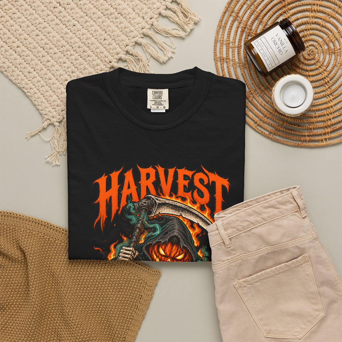 Harvest Your Fears Pumpkin Scythe Halloween T-Shirt
