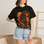 Werecat Horror Halloween T-Shirt — Fiery Moon Beast Graphic Tee