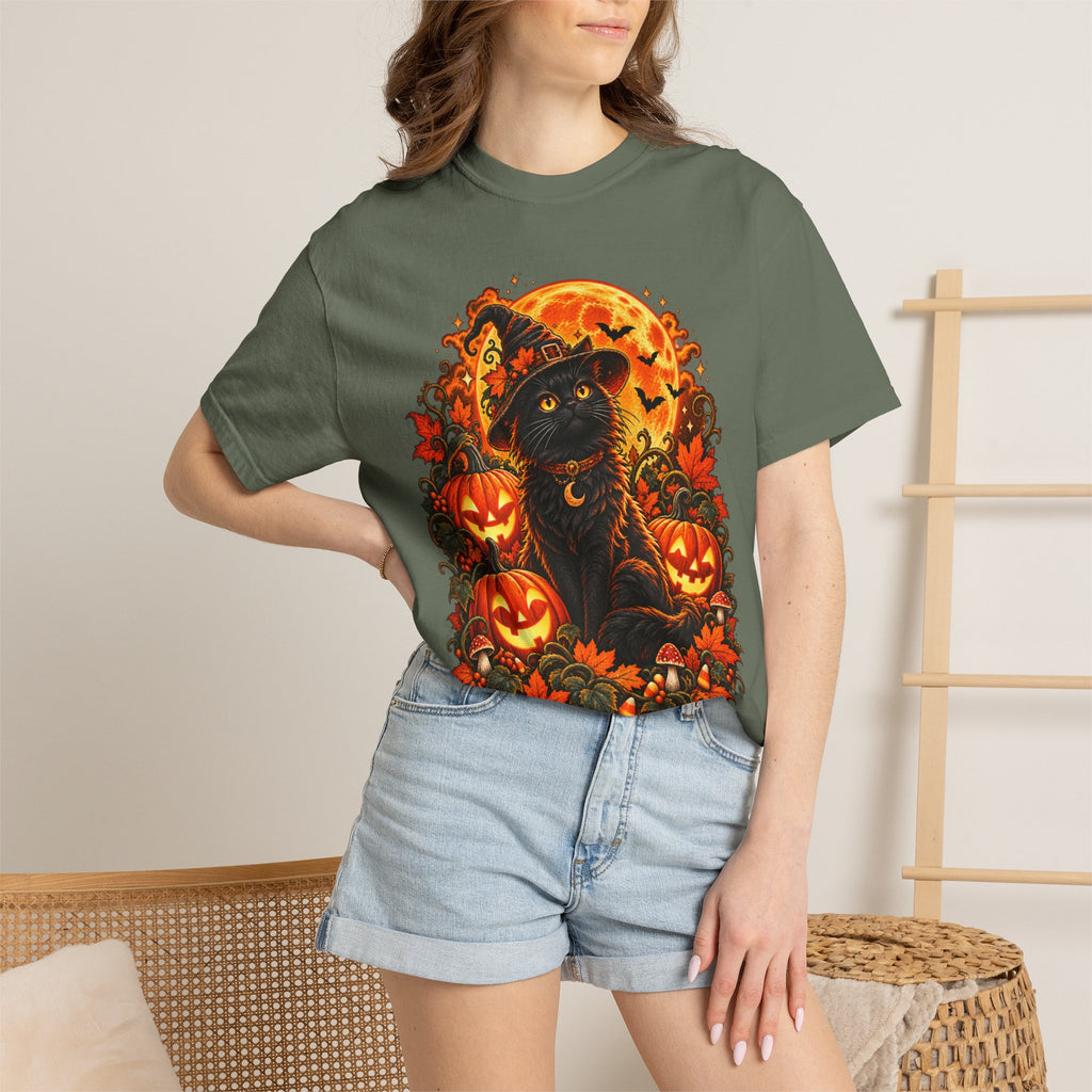 Halloween Black Cat T-Shirt – Pumpkin Moon Witchy Autumn Graphic Tee