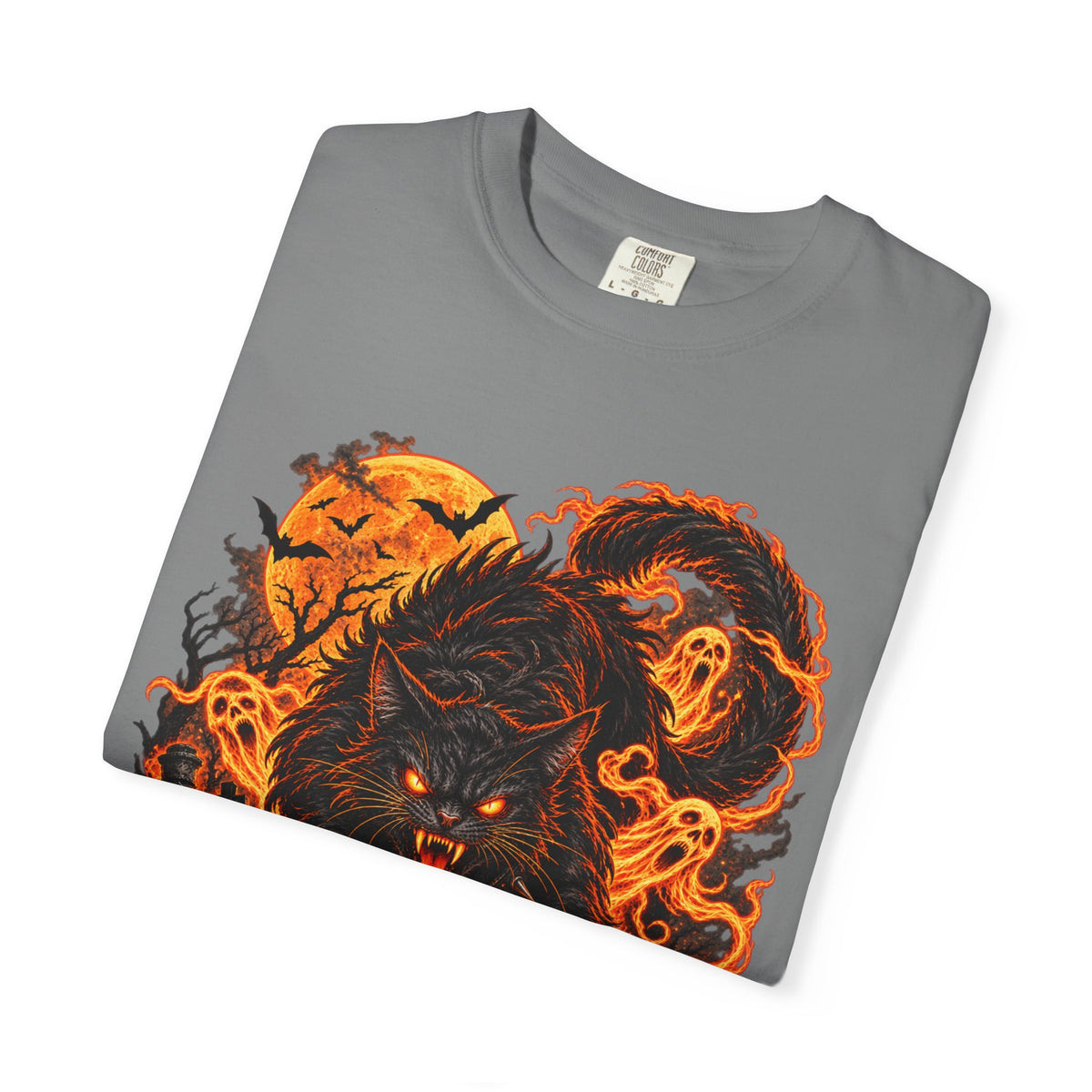 Werecat Horror Halloween T-Shirt — Fiery Moon Beast Graphic Tee