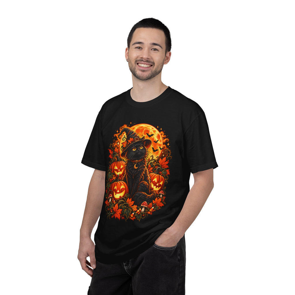 Halloween Black Cat T-Shirt – Pumpkin Moon Witchy Autumn Graphic Tee