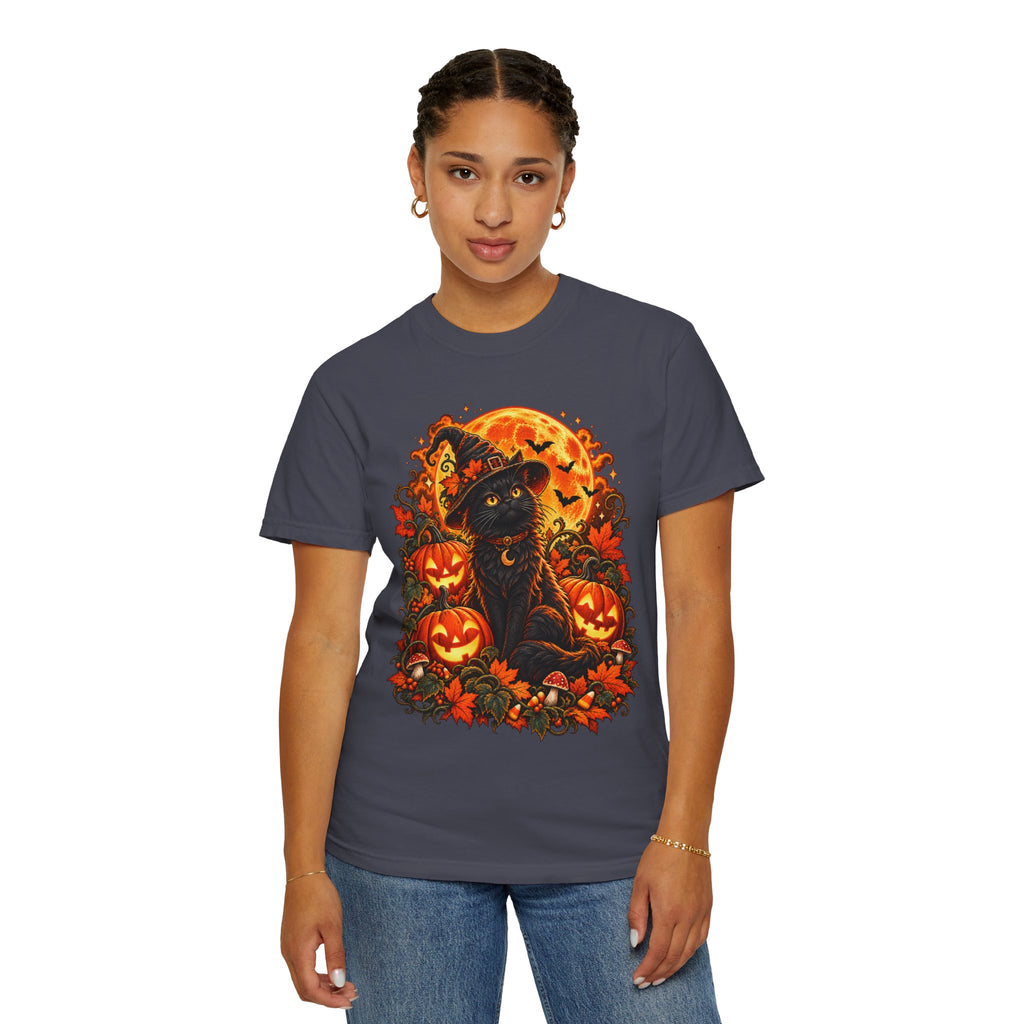 Halloween Black Cat T-Shirt – Pumpkin Moon Witchy Autumn Graphic Tee
