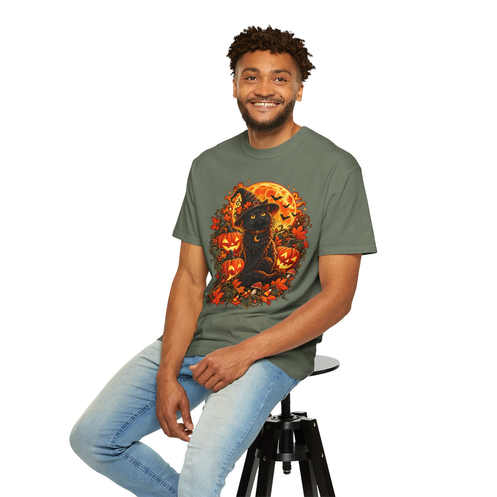 Halloween Black Cat T-Shirt – Pumpkin Moon Witchy Autumn Graphic Tee