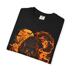 Werecat Horror Halloween T-Shirt — Fiery Moon Beast Graphic Tee