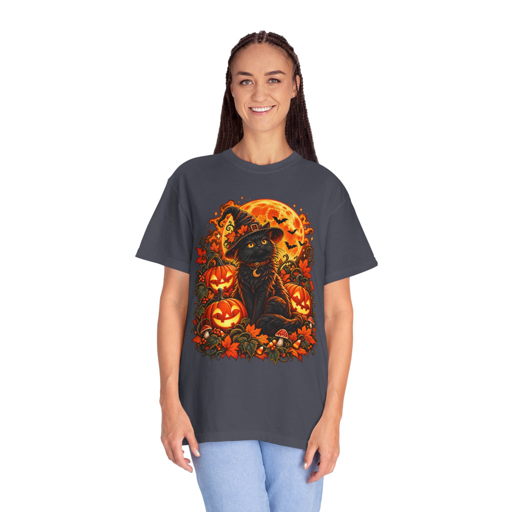 Halloween Black Cat T-Shirt – Pumpkin Moon Witchy Autumn Graphic Tee